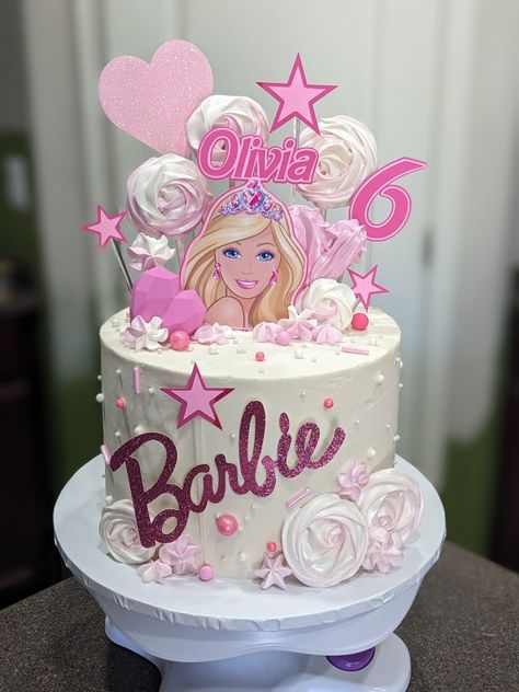 Barbie Cake 6th Birthday, Barbie Cake Ideas Birthdays Pink, Barbie Cake 5th Birthday, Easy Barbie Cake, Barbie Cakes For Girls Birthday, Barbie Movie Cake, Barbie Bday Cake, Barbie Birthday Cakes For Kids, Barbie Doll Cake Ideas