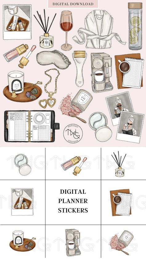 Rest and Reset Clipart Collection – TWG Designs Dream Planner Ideas, Twg Designs, Goodnotes Stickers Free Png, Note Pad Design, Planner Art, Scrapbook Stickers Printable, Journal Design, Journal Stickers, Scrapbook Stickers