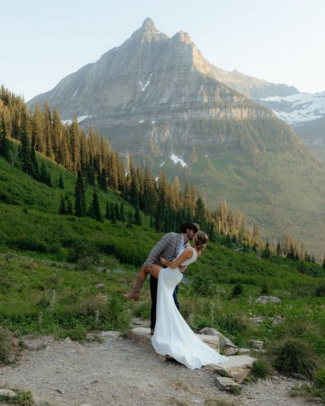 Montana Bride | Wedding Inspiration | This is forever 🫶🏻 #glaciernationalpark Photo @emmakaylinphoto (#MBV) Beauty @rachelnessmua | Instagram Wedding Venue Montana, Married On A Mountain, Elope Montana, Telluride Elopement, Montana Bride, Montana Wedding Venues, Mountain Bridals, Getaway Wedding, Montana Elopement