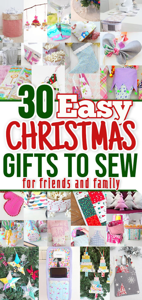 30 Quick and Easy Christmas Gifts to Sew Christmas Crafts Sewing Handmade Gifts, Free Patterns For Christmas Gifts, Christmas Craft Sewing Ideas, Christmas Material Ideas, Christmas Projects To Sew, Christmas Sewn Gifts, Small Christmas Gifts To Sew, Christmas Crafts Using Fabric, Seeing Christmas Gifts