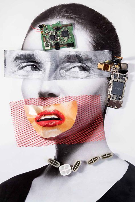 Futuristic Portrait, Technology Collage, Future Human, Face Collage, Collage Portrait, Photography Collage, Portrait Series, Constantly Evolving, Collage Art Projects