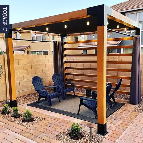 Toja Grid on Instagram: “@Gilbertgirldad & @Millennialnutrition had a great time building this gorgeous build in Gilbert, Arizona: "An absolute blast putting this…” Toja Grid Pergola Ideas, Permanent Campsite, Modern Pergolas, Toja Grid, Pergola Ideas, Pergola Lighting, Modern Pergola, Gilbert Arizona, Backyard Pergola