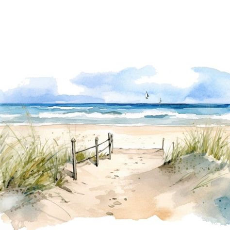 Painting Widget, Beach Scene Painting, Landscape Clipart, Watercolor Border, Beach Clipart, Nature Watercolor, Watercolor Clip Art, Beach Watercolor, Art Aquarelle