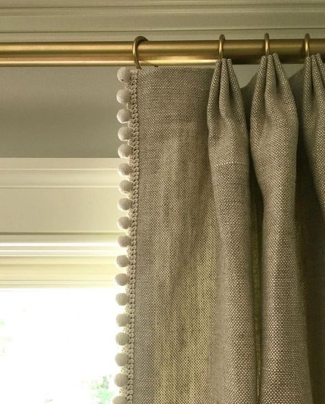 Linen trim for a lovely finish | Harbour beaded braid on lead edge Window Views, Curtain Trim, Pinch Pleat Curtains, The Curtains, Interior Windows, Curtains Living, Custom Drapes, Pleated Curtains, Custom Window Treatments