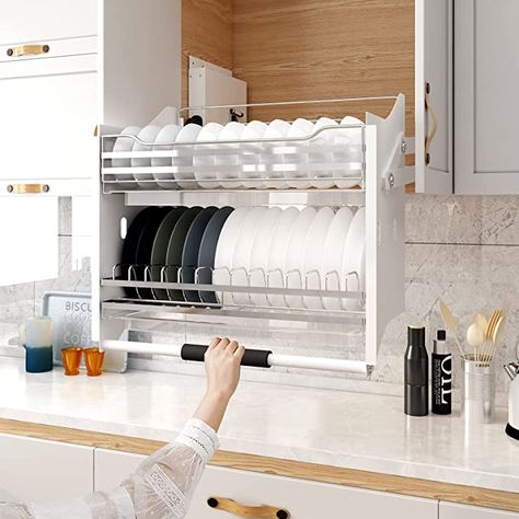 Corner Kitchen Cabinet Ideas, Pull Down Shelf, Stainless Steel Kitchen Cabinets, Steel Kitchen Cabinets, Wall Cupboard, Corner Kitchen Cabinet, Kitchen Pulls, Hanging Cabinet, Cabinet Organizer