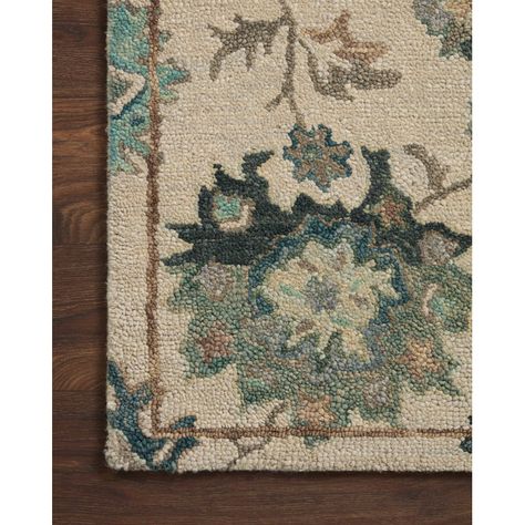 Hand Hooked Wool Rug, Persian Motifs, Hooked Wool, Artisan Rugs, Loloi Rugs, Botanical Pattern, Ivory Rug, Bold Color, Asymmetrical Design