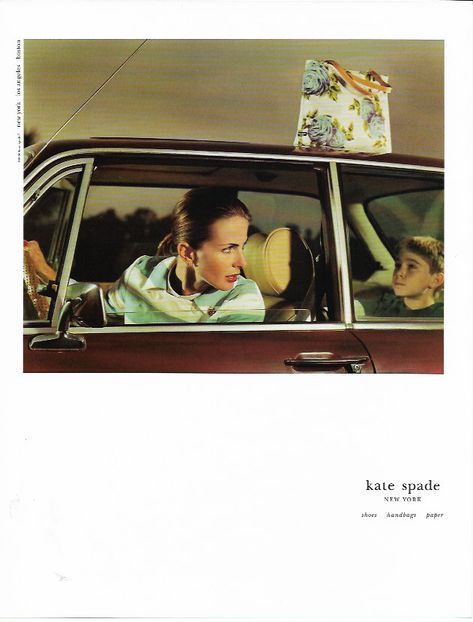 Andy Spade, Advertising Clothing, Shoes Ads, Flower Purses, Vintage Kate Spade, Roof Colors, Photo Vintage, Color Photo, Print Ad