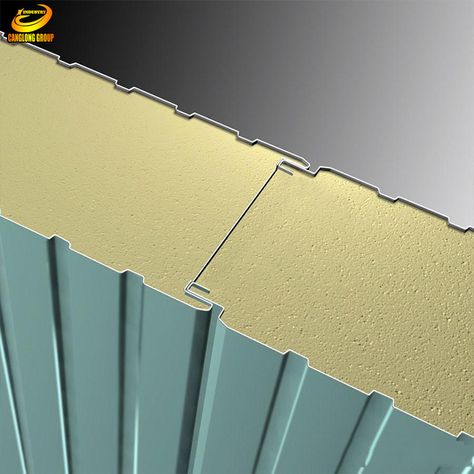 Good quality fireproof insulation polyurethane sandwich panels Sandwich Panel Detail, Sandwich Panel House, Structure Engineering, Timber Frame Garage, Panel Flooring, Metal Roof Panels, Concrete Wall Panels, Materials Board Interior Design, Modular Housing