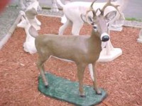 How To Paint Concrete, Repair Cracked Concrete, Concrete Yard, Concrete Garden Statues, Deer Lamp, Concrete Garden Ornaments, Paint Concrete, Concrete Fountains, Garden Gnomes Statue