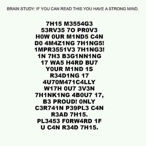 Test if you can read this? | Fun With Puzzles Brain Study, Cool Illusions, Funny Mind Tricks, Brain Tricks, Strong Mind, Mind Tricks, E Card, Brain Teasers, Timeline Photos