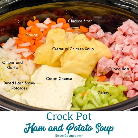 Ham Potato Soup Crockpot Easy, Ham Potato Cheese Soup Crock Pot, Ham And Frozen Potato Soup Crockpot, Slow Cooker Diced Ham Recipes, Cream Of Ham And Potato Soup, Easy Potato Ham Soup, Potatoe Ham Soup Slow Cooker, Soup Ideas With Ham, Crock Pot Potatoes And Ham