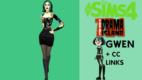 CLICK FOR CC LINKS #totaldramaisland tdr Gwen s4cc s4mm simbleue sequerstin Total Drama Island Sims 4, Total Drama Island Sims 4 Cc, Sims 4 Total Drama Cc, Sims 4 Total Drama, Gwen From Total Drama Island, Sims Packs, Disco Night, Link Youtube, Sims 4 Gameplay