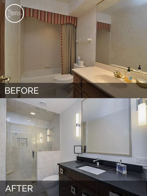 Before and After Bathroom Remodeling - Sebring Design Build Bathroom Shower Stalls, Small Shower Remodel, Guest Bathroom Remodel, Galley Kitchen Remodel, Home Remodeling Diy, Remodeling Mobile Homes, Diy Bathroom Remodel, Bathroom Remodel Shower, Trendy Bathroom