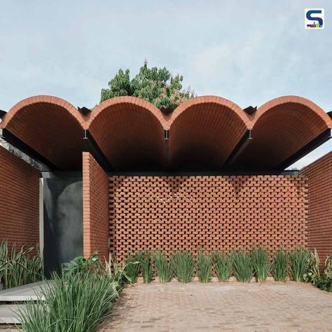 Brick Roof, Rammed Earth, Mango Tree, Brick Architecture, Natural Ventilation, Concrete Wall, Terrace House, Vaulting, Contemporary Architecture