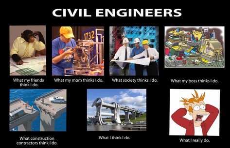 [Image - 252612] | What People Think I Do / What I Really Do | Know Your Meme Civil Engineering Jokes, Civil Engineering Humor, Engineering Memes, Im An Engineer, Far Side Comics, I Love My Hubby, Engineering Humor, Environmental Engineering, Civil Engineer