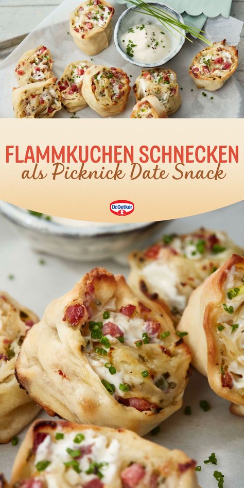 Die Flammkuchen-Schnecken sind einfach und schnell gemacht. Ideal als knuspriger Party-Snack oder mit knackigem Salat ein schnelles Abendbrot. Dr. Oetker Rezepte, Zahnstocher Häppchen, Zahnstocher Fingerfood, Picknick Ideen, Picknick Snacks, Picknick Rezepte, Picknick Essen Ideen, Picknick Ideen Rezepte, Picknick Essen, Mini Essen, Fingerfood, Fingerfood Ideen, Fingerfood Rezepte, Snacks für unterwegs, Snacks zum Mitnehmen, Snacks herzhaft, Picknick Date Ideen, Sommer Date, Flammkuchen Schnecken American Buffet Food Party Ideas, Food To Go Ideas, Breakfast Snacks For A Crowd, Finger Party Food, Snacks Party Ideas, Snacks Picknick, Snack Ideas For Party, Brunch To Go, Picknick Food