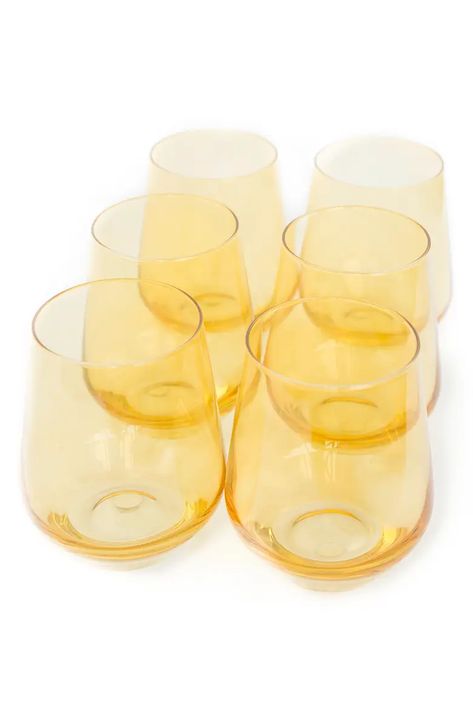 Estelle Colored Glass Tabletop & Kitchen Yellow Wine Glasses, The Curated Closet, Yellow Marble, Crystal Stemware, Wine Set, Treasure Hunting, Air B And B, Coral Peach, Stemless Wine Glasses