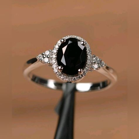 Nwt- Black Cubic Zirconia Ring Brand New In 2 Different Sizes 1 At Size 7 1 At Size 9 Black Spinel Ring, Black Wedding Rings, Spinel Ring, Black Diamond Ring, Men's Jewelry Rings, Black Spinel, Halo Diamond Engagement Ring, Unique Engagement, Engagement Jewelry