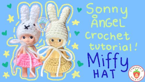 Super easy to follow and beginner friendly tutorial for ur angel babiez! Sonny Angel Crochet Hat, Sonny Angel Crochet Clothes Pattern, Sonny Angel Clothes Pattern, Sonny Angel Crochet Pattern, Crochet Sonny Angel Clothes, Sonny Angel Crochet, Sonny Angel Clothes, Miffy Bunny, Angel Clothes