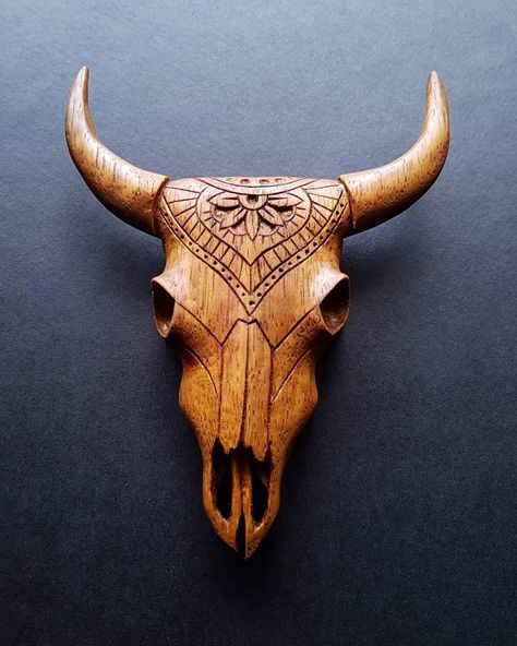 Wooden cow skull hand carved Wooden Skull, Carved Wooden Animals, Skull Hand, Early Christmas Shopping, Bull Skulls, Skull Carving, Skull Decor, Cow Skull, Carving Ideas