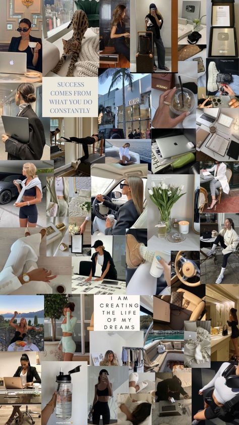 Health Collage Aesthetic, Businesswoman Vision Board, Business Growth Vision Board, Manifestation Board Aesthetic, Succesfull Woman Aesthetic Wallpaper, Businesswoman Aesthetic Wallpaper, Succesfull Woman Vision Board, Business Woman Vision Board, Vision Board Career Dream Job