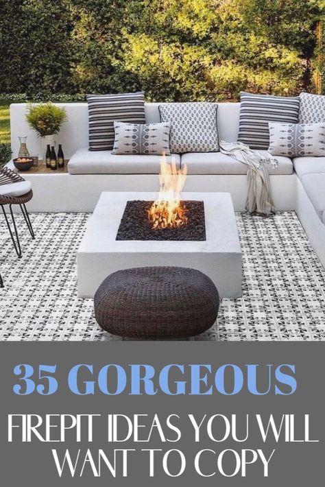 Gas Outdoor Fireplace Propane Fire Pits, Fire Pit Off Patio Backyards, Fire Pit Modern Outdoor, Outdoor Fire Pit On Patio, Fire Pit Tables Outdoor, Outdoor Fire Table Seating Areas, Deck Gas Fire Pit Ideas, Built In Fire Pits, Deck With Gas Fire Pit