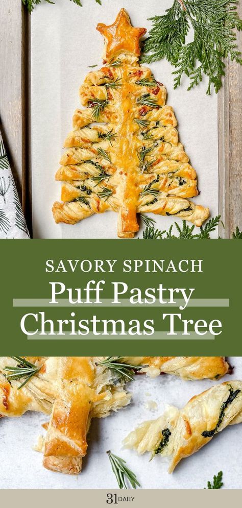 Spanakopita Christmas Tree, Christmas Tree Breakfast Pastry, Puff Pastry Charcuterie Board, Christmas Tree Dough Appetizer, Puff Pastry Wreath Recipes, Spinach Christmas Tree, Puff Pastry Christmas Tree, Pastry Christmas Tree, Puff Pastry Christmas