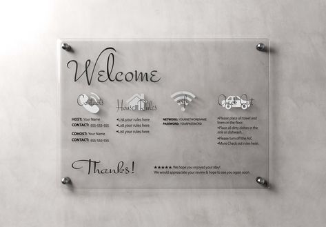 Welcome Message For Guests, Frames Wall Ideas, Welcome Sign Beach, Airbnb Checklist, Airbnb House Rules, Life Schedule, Bnb Ideas, Library Living Room, Airbnb House