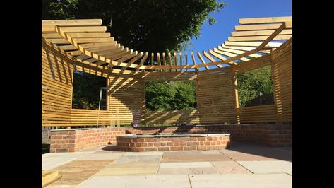 Half Circle Pergola from Ora Gardens Round Pergola Ideas, Circle Pergola, Beach House Landscaping, Round Gazebo, Curved Pergola, Garden Seating Area, Radial Design, Backyard Garden Landscape, House Landscaping