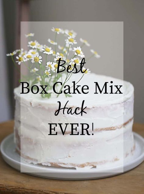 2 layer white cake | Created by Diane Bakery Box Cake Recipe, Cake Box Bakery Style, Best Cakes For Decorating, Best Box Cake Mix Hacks, Bakery Cake From Boxed Cake, Bakery Cakes From Box How To Make, White Cake Mix Boxed Hacks, Vanilla Cake From Box Cake Mixes, Best Boxed Cake Mix Recipes