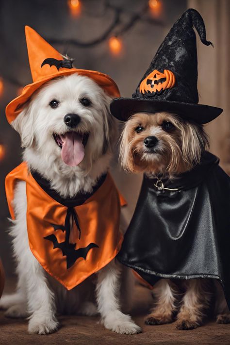 Pets In Halloween Costumes, Dogs Trick Or Treating, Dog Clothes Halloween, Small Dog Halloween Costumes, Puppy Halloween Costume, Halloween Pet Costumes, Dog Costume Ideas, Dogs In Costumes, Dog Costume Halloween