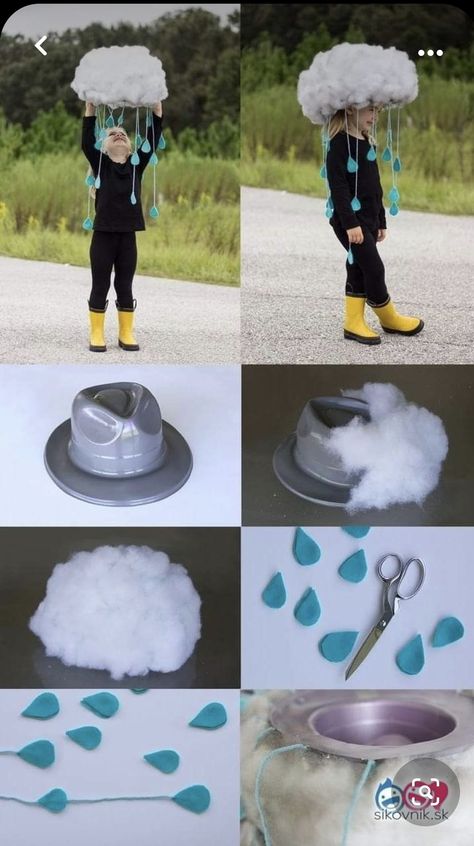 Rain Cloud Costume, Cloud Costume, Crazy Hat Day, Cheap Halloween Costumes, Diy Costumes Kids, Easter Hairstyles For Kids, Hat Day, Wacky Hair Days, Crazy Hats