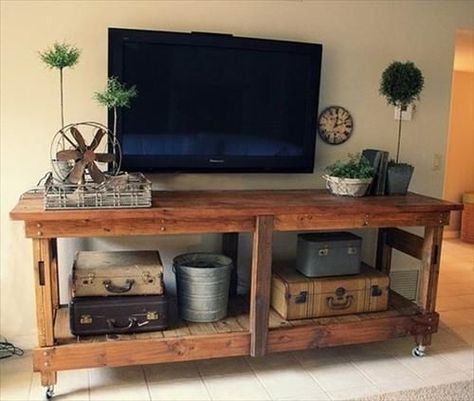 Amazing Unique Pallet Furniture in Germiston image 2 Diy Interior Furniture, Pallet Tv, Pallet Tv Stand, Industrial Workbench, Decorating Diy, Pallet Crafts, Work Bench, Diy Interior, Pallet Ideas