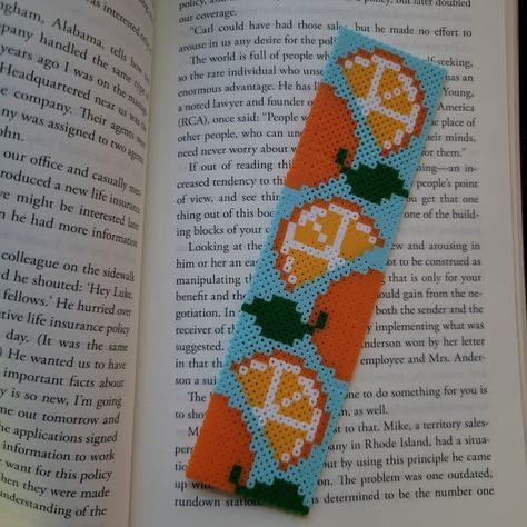 Orange Citrus Fruit Perler Beads Bookmark Back to School Teachers Fruit Bookmarks Cute Bookmark Summer Bookmarks Book Gifts - Etsy Fuse Bead Patterns Bookmark, Things To Make With Melty Beads, Perler Bead Bookmarks Pattern Pixel Art, Beads Perler, Perler Bead Art Bookmark, Pearled Bead Bookmarks, Melty Beads Bookmark, Aesthetic Perler Bead Patterns, Perler Bead Patterns Bookmark