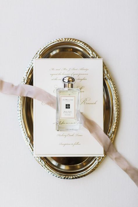 This European styled wedding was the epitome of traditional chic, class, and elegance. Click here to read more about Elizabeth and Connor's wedding at the Olana. Flat-lay of the wedding invitation with a bottle of Jo Malone perfume The Olana, Wedding Shoes Photography, Jo Malone Perfume, Wedding Perfume, Wedding Shot List, Traditional Chic, Classic Wedding Hair, Classic Wedding Decorations, Wedding Gown Styles