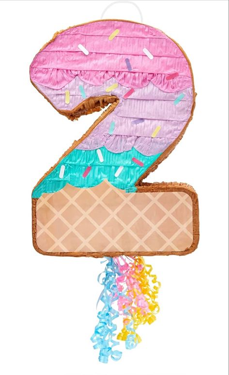 Pull String Number 2 Ice Cream Pinata for Two Sweet Birthday Decorations (16.5 x 11.5 In) #piñata #party #partyidea #partydecor #2 #secondbirthday #two #twosweet #sweet #icecream #birthdaypartydecor #partysupplies #birthday Two Sweet Pinata, Two Sweet Birthday Food Ideas, Two Sweet Party Games, 2 Sweet Birthday Theme Decorations, Two Sweet Party 2nd Birthday Food, Two Sweet Party 2nd Birthday Ideas, Two Sweet Birthday Party Decorations, Two Sweet Birthday Party Food, Two Sweet Party 2nd Birthday Decorations