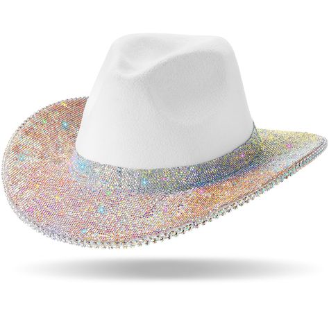 PRICES MAY VARY. Make You Stand out: the package contains 1 piece of rhinestone cowgirl hat, the wide brim design and glitter rhinestone decoration will make you the center of attention at events, its shiny finish is to turn heads under lights, making you the focus of the crowd Quality Material: the glitter cowboy hat is made of soft and comfortable felt material, comfortable to wear for long periods of time, and its sturdy construction ensures that it will last you for many events to come Glitt Cowboy Hat With Rhinestones, Bling Cowgirl Hat, Glitter Cowgirl Hat, Rhinestone Cowgirl Hat, Cosplay Wedding, Rhinestone Cowgirl, Country Music Concerts, Heart Glasses, Rhinestone Letters