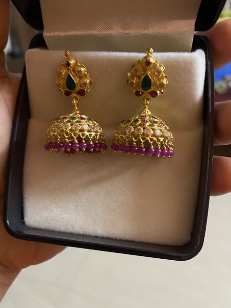 4 Grams Gold Ear Rings, Dimond Earrings, Gold Buttalu, Gold Ear Rings, Gold Jhumkas, Simple Bridal Jewelry, Ear Tops, Temple Jewellery Earrings, Gold Bangles Indian