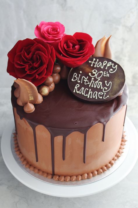 Chocolate Cake With Flower Decoration, Chocolate Cake With Fresh Flowers, Chocolate Birthday Cake With Flowers, Chocolate Cake With Flowers, Triple Layer Chocolate Cake, Ganache Buttercream, Choco Cake, Indian Cake, Daisy Cake