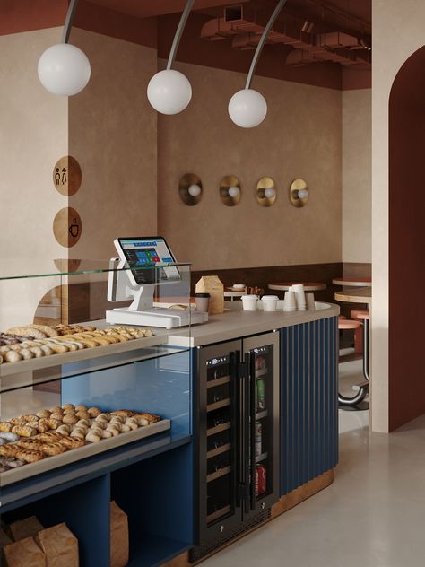 Pattiserie Shop Design, Babka Bakery, Cafe Counter Ideas, Cashier Restaurant, Bakery Shop Interior, Modern Bakery, Cafe Display, Cafe Counter, Bakery Shop Design