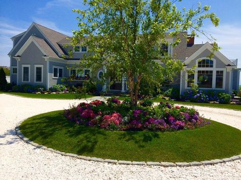 Seaside Low Maintenance Landscapes - Traditional - Landscape - Boston - by Maria Hickey & Associates Landscapes | Houzz Drive Pictures, Circle Driveway Landscaping, Low Maintenance Landscape, Circle Driveway, Landscape Nursery, Three Season Porch, Circle Drive, Exterior House Remodel, Stone Driveway