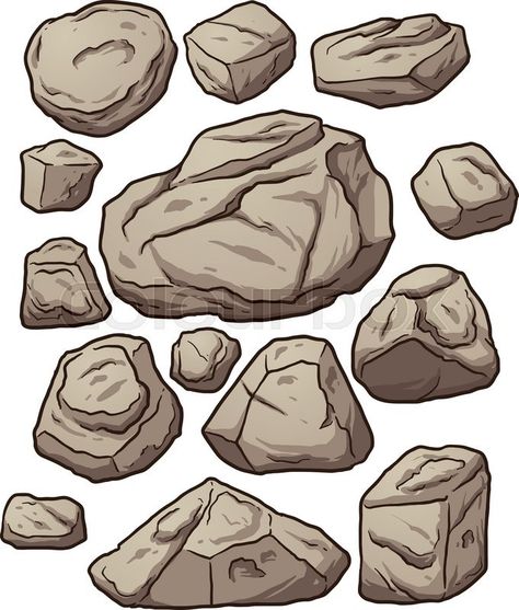 Stock vector of 'Cartoon boulders. Cartoon boulders, rocks and pebbles. Vector clip art illustration with simple gradients. Each on a separate layer.' Deku Vs Todoroki, Boulder Rock, Drawing Rocks, Tree Drawings Pencil, Rock Textures, Rock And Pebbles, Wall Drawing, Marker Drawing, Cartoon Drawing