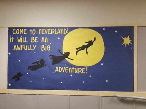 Neverland Classroom Theme, Peter Pan Bulletin Board, Disney Themed Classroom Decorations, Hoco Freshman, Disney Classroom Theme, Dorm Themes, Elementary Librarian, Homecoming 2024, Disney Themed Classroom