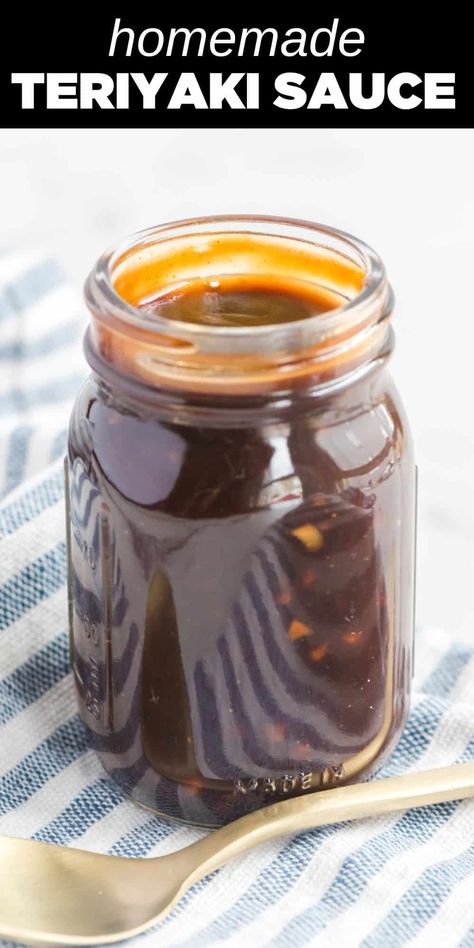 homemade teriyaki sauce in mason jar Homemade Teriyaki Sauce Easy, Terriaki Sauce, Thick Teriyaki Sauce, Teriyaki Sauce Easy, Simple Teriyaki Sauce, Amazing Easy Recipes, Teriyaki Sauce Recipe, Teriyaki Recipe, My Favorite Recipes