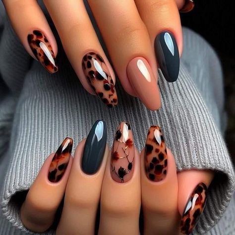 Leaped Print Nails, Leopard Nail Designs, Leopard Print Nails, Leopard Nails, Thanksgiving Nails, Autumn Nails, Classy Nails, Chic Nails, Fancy Nails