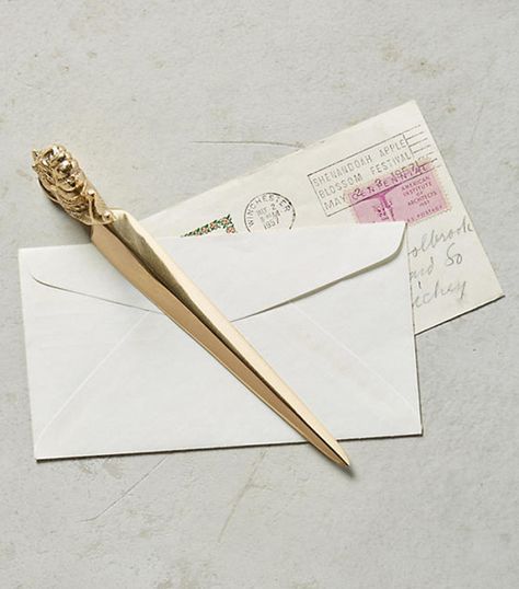 Anthropologie Snail Mail Letter Opener $14.00 Snail Mail Letters, Unique Office Supplies, Cute Desk Accessories, Mobile Home Decorating, School For Good And Evil, Letter Openers, Letter Opener, 21st Gifts, Snail Mail