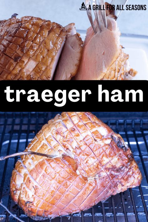 Sweet glaze and a smokey flavor combine to deliver a delicious bite that can feed any size crowd. Traeger Smoked Ham is not just for special occasions or holiday meals, this simple ham recipe creates incredible flavor with little effort. Trager Smoked Ham Recipes, Traeger Ham Recipes, Traeger Smoked Ham, Ham On Traeger Grill, Twice Smoked Ham, Ham On The Traeger, Smoked Ham Recipes Smokers, Ham On Pellet Grill, Traeger Ham