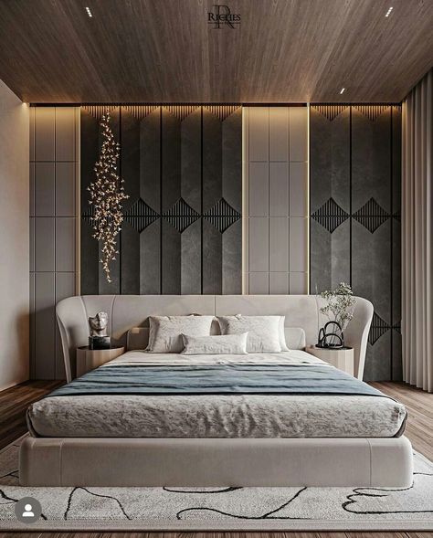 Unique Bedroom Design, Bed Headboard Design, Luxe Bedroom, Bedroom Interior Design Luxury, Modern Luxury Bedroom, Modern Bedroom Interior, Bedroom Wall Designs, Bad Inspiration, Bed Design Modern