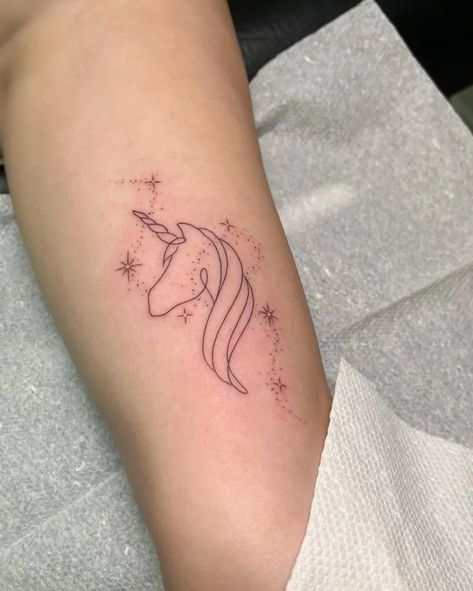 Unicorn Horn Tattoo, Mini Unicorn Tattoo, Simple Unicorn Tattoo, Small Unicorn Tattoo, Uno Tattoo, Unicorn Tattoos For Women, Small Unicorn Tattoo For Women, Single Line Unicorn Tattoo, Unicorn Line Art Tattoo