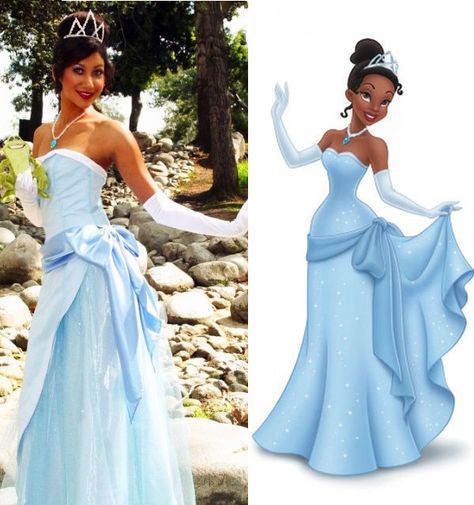 Tiana dress 2 Tiana Princess And The Frog Blue Dress, Tiana Dress Blue, Tiana Dress Aesthetic, Princess And The Frog Blue Dress, Tiana Blue Dress Prom, Tiana Blue Dress Costume, Tiana And Lottie Halloween Costume, Diy Princess Tiana Costume, Princess Tiana Outfit Ideas